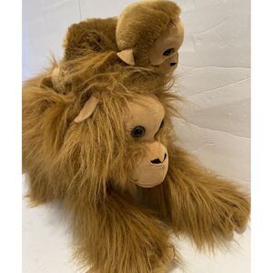 E&J Classic Orangutan Plush With Baby Stuffed Animal Ape Toy Monkey Safari Decor
